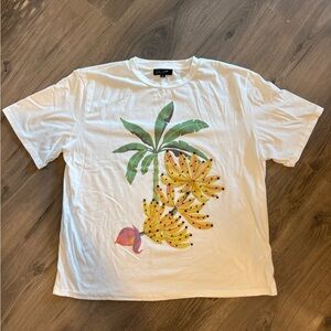 Tropical Banana Print White Tee